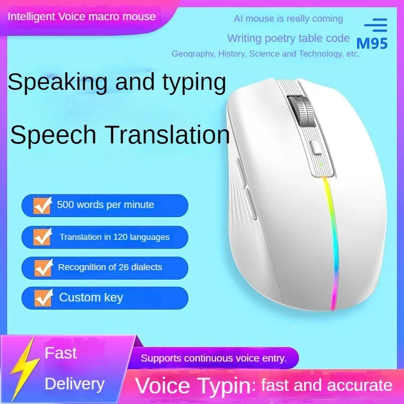 M95 AI Intelligent Voice Mouse 2.4G Bluetooth Dual-mode Speaking