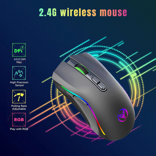 Wireless Rechargeable 2.4G Gaming Mouse RGB Light DPI Adjustable