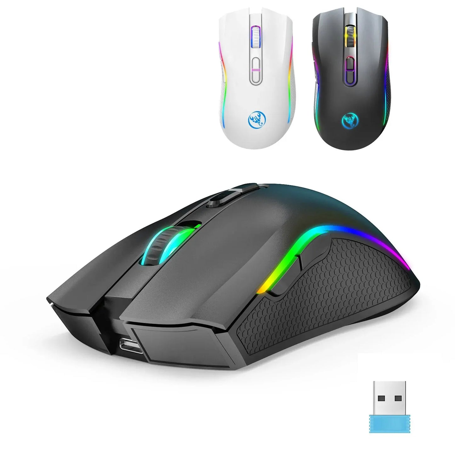 Wireless Rechargeable 2.4G Gaming Mouse RGB Light DPI Adjustable