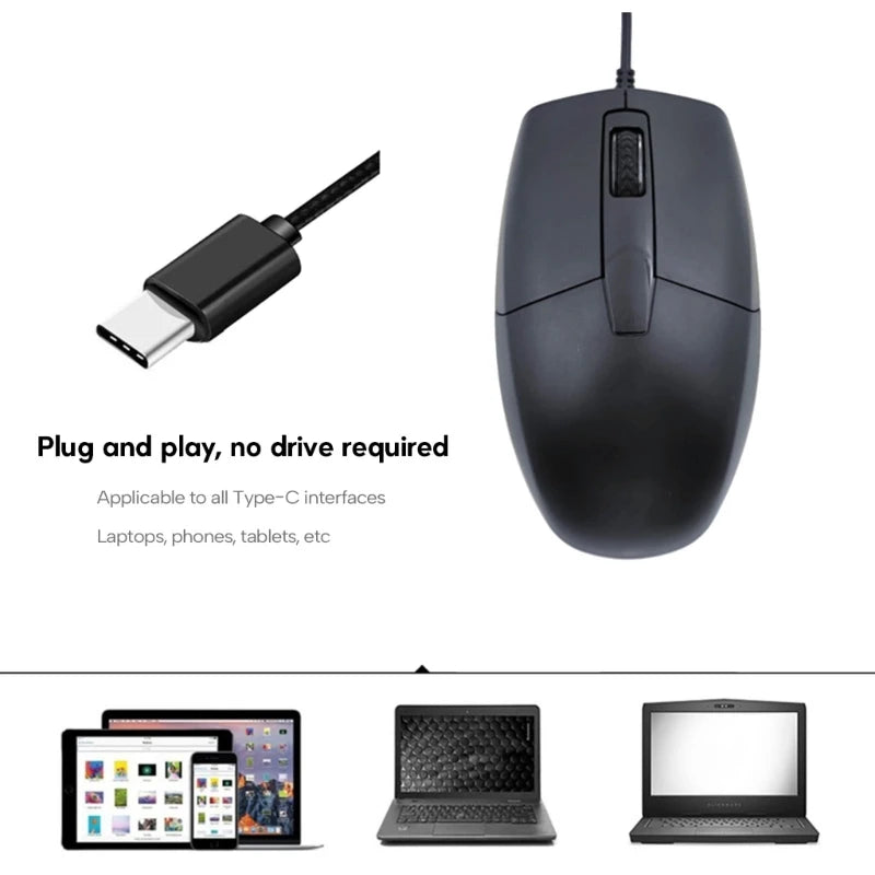 YYDS USB Type C Mouse for PCs Smartphones Tablets 1000DPI Precise