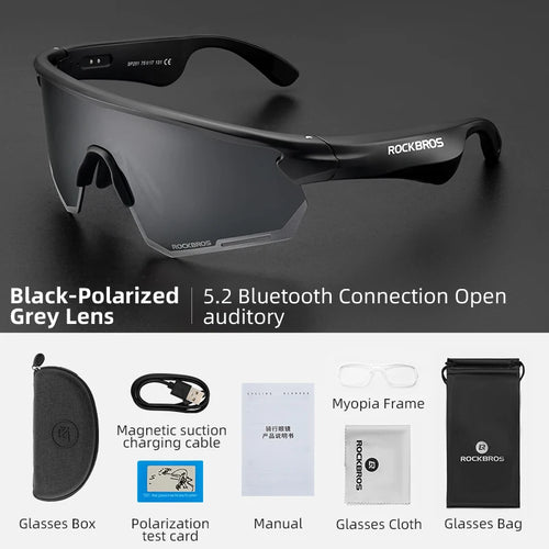 ROCKBROS Polarized Photochromic Cycling Glasses Wireless Bluetooth