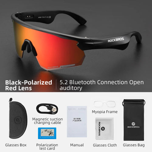 ROCKBROS Polarized Photochromic Cycling Glasses Wireless Bluetooth