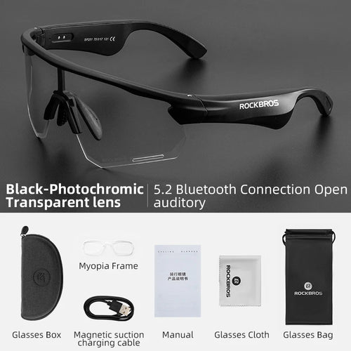 ROCKBROS Polarized Photochromic Cycling Glasses Wireless Bluetooth