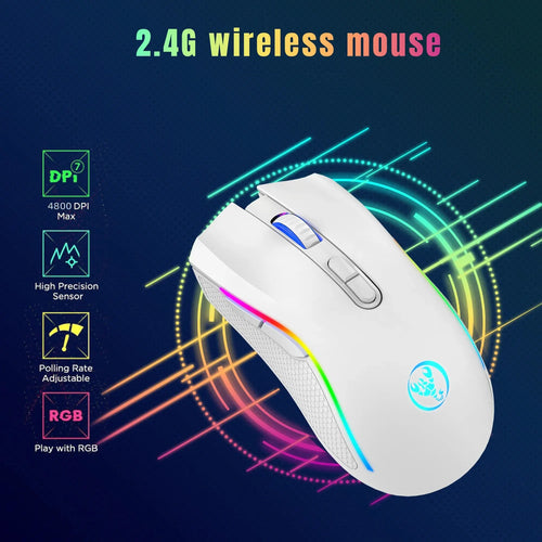 Wireless Rechargeable 2.4G Gaming Mouse RGB Light DPI Adjustable