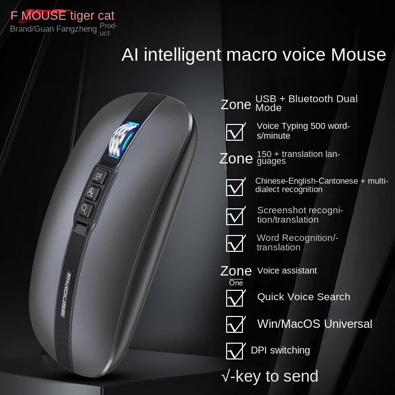 Manufacturer AI Intelligent Voice Mouse Wireless Bluetooth Dual-Mode