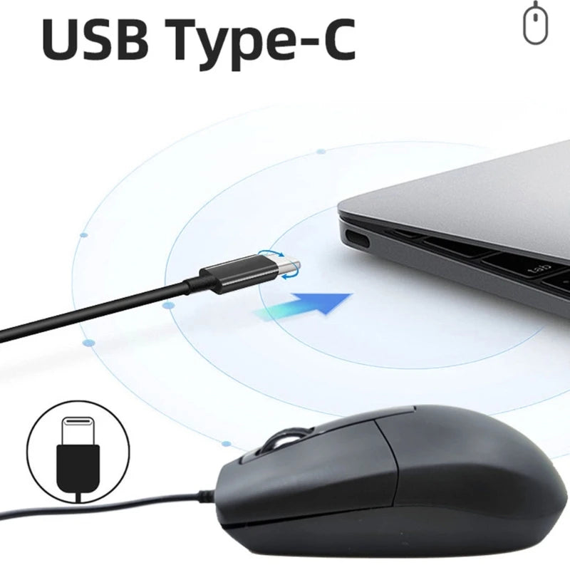 YYDS USB Type C Mouse for PCs Smartphones Tablets 1000DPI Precise